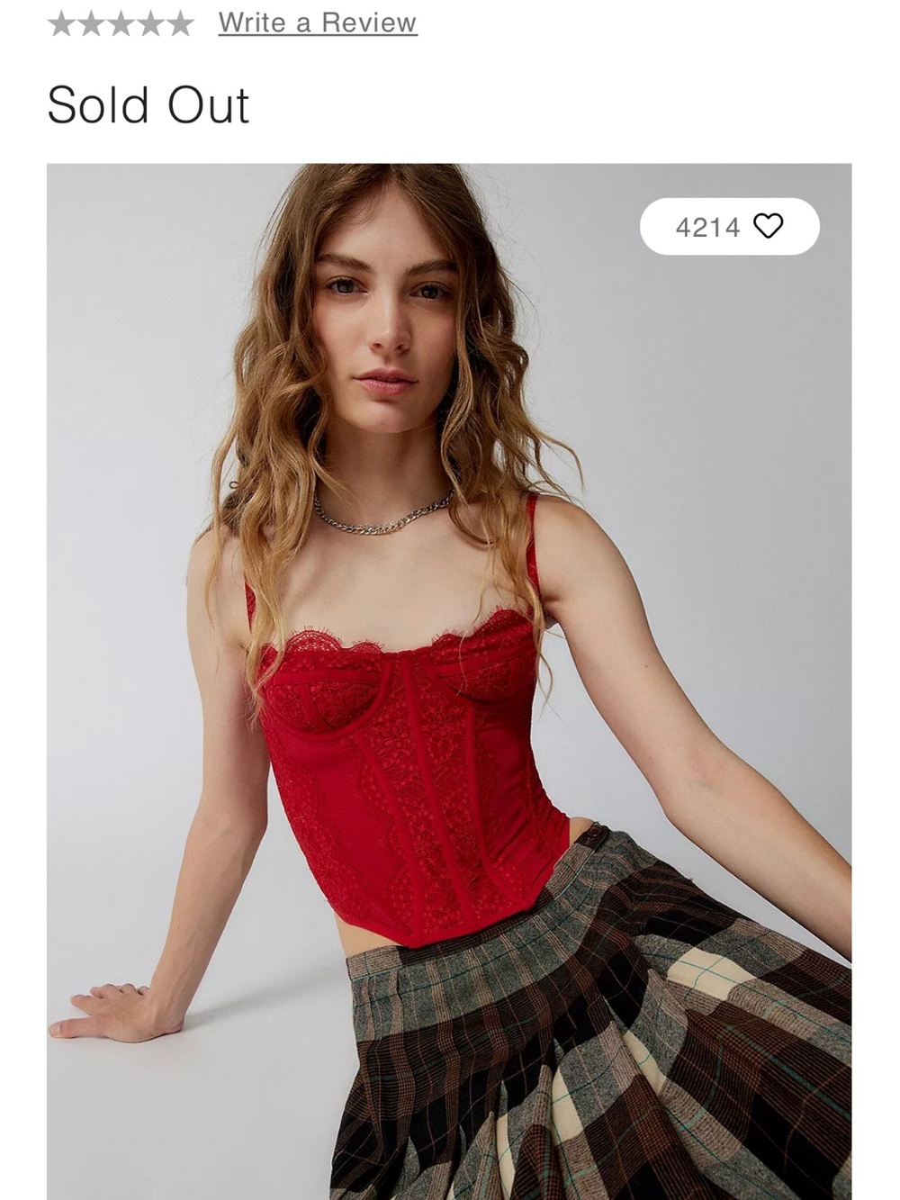 Urban Outfitters Red Lace Corset Tank